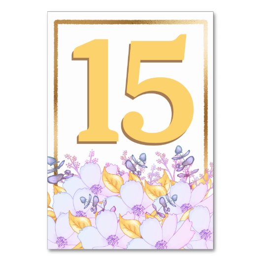 Wit Paarse Goud Bloemengoud Ingelijste Tafel Kaart (Voorkant)