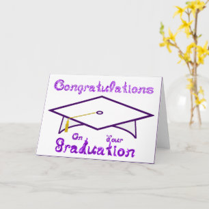 Wit & Paarse Graduation Cap Afdrukbare Party Pet Kaart