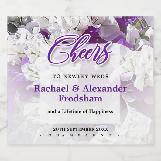 Wit Paarse sprankelende champagne label Sparkling Wijnetiket (Enkel label)