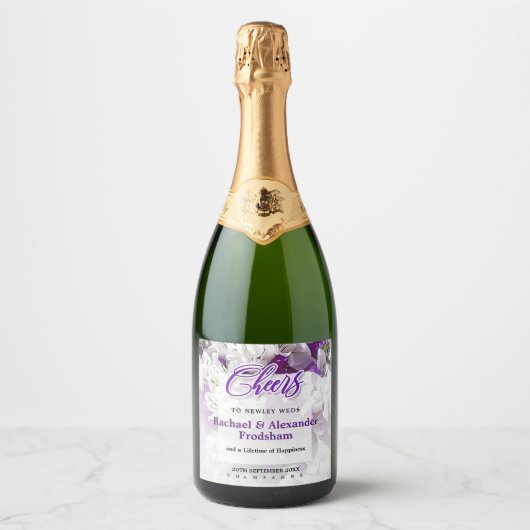 Wit Paarse sprankelende champagne label Sparkling Wijnetiket (Voorkant)