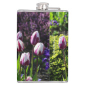 Wit-paarse tulpen heupfles (Achterkant)