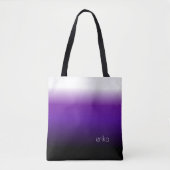 Wit Paarse Zwart Ombre Tote Bag (Voorkant)