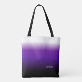 Wit Paarse Zwart Ombre Tote Bag (Achterkant)