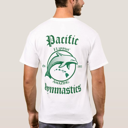 Wit Pacific Gymnastics Flippin geweldige tshirt (Achterkant)