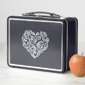Wit Paisley hart op zwarte lunchboxen (In situ)