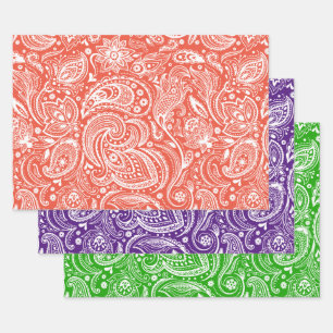 Wit  paisley patroon 2 inpakpapier vel