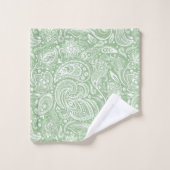 Wit paisley patroon op salie groene achtergrond bad handdoek (Wasdoekje)
