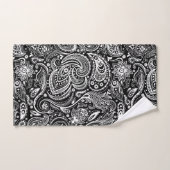 Wit paisley patroon op zwarte achtergrond bad handdoek (Handdoek)