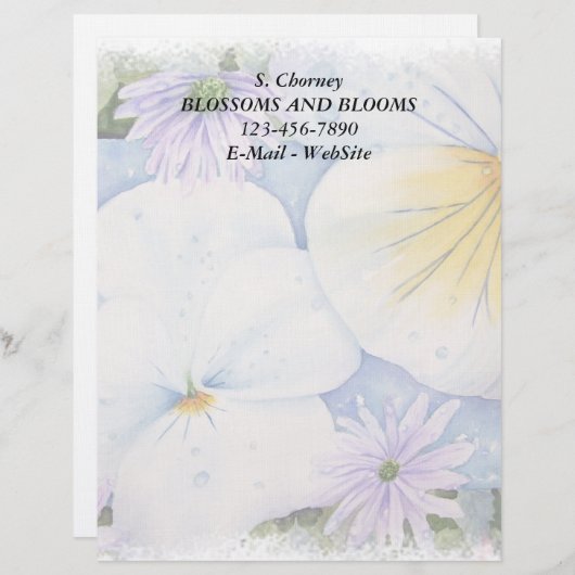 WIT PANSIES  LETTERHEAD BRIEFHOOFD SJABLOON (Voorkant / Achterkant)