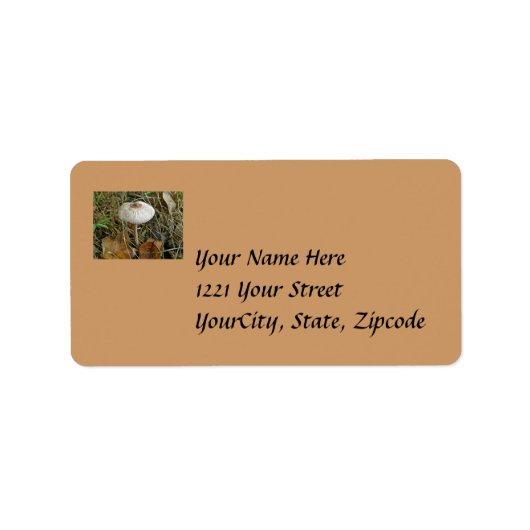 Wit parasolpaddenstoel Adres label (Voorkant)