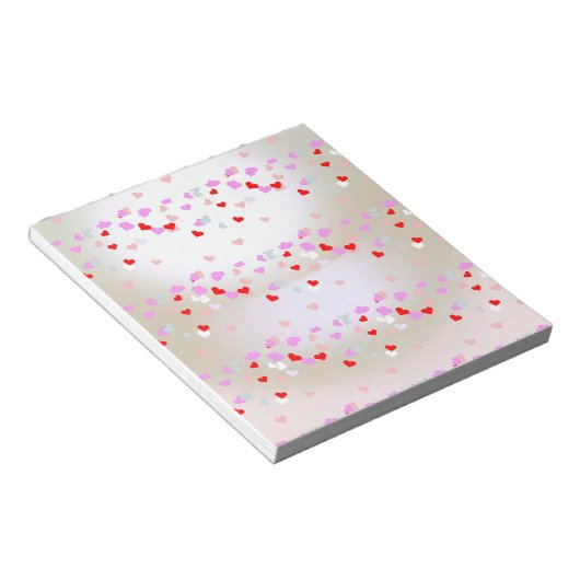 Wit pareleffect met hart notitieblok (Schuin)