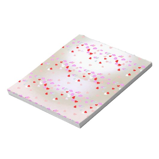 Wit pareleffect met hart notitieblok (Linkerzijde)