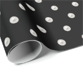 wit parelpatroon op zwart cadeaupapier (Rol Hoek)