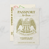 Wit paspoort om te houden van leuke bestemming bru save the date (Voorkant / Achterkant)