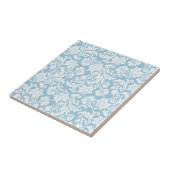 Wit & Pastel+blauw Bloemen Damasks Tegeltje (Zijkant)