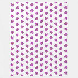 Wit patroon met handbediende paarse bloemen fleece deken