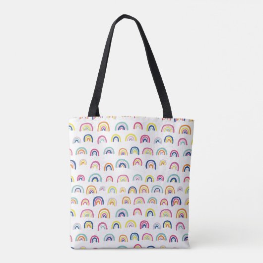 Wit patroon van multiregenboog tote bag (Achterkant)