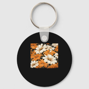 Wit patroon - Whimsigoth CottageCore Wildflowers Sleutelhanger