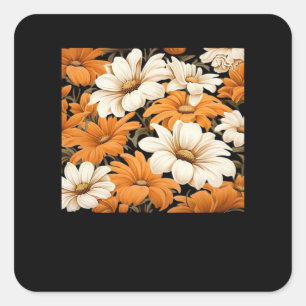 Wit patroon - Whimsigoth CottageCore Wildflowers Vierkante Sticker