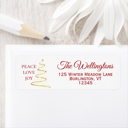 Wit |Peace Love Joy-kerstretour-adres Etiket (Insitu)