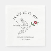 Wit | PEACE LOVE JOY Snowbird Kerstvakantie Servet (Voorkant)
