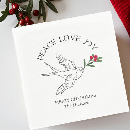 Wit | PEACE LOVE JOY Snowbird Kerstvakantie Servet
