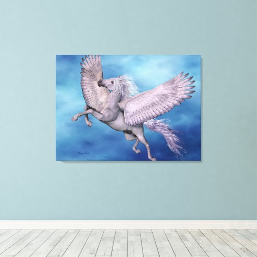 Wit Pegasus verpakt Canvas (Insitu (Houten vloer))