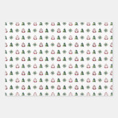 Wit, pepermunt, marsepein origami kerst inpakpapier vel (Voorkant)