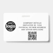 Wit personeels-pasje met QR-code en bedrijfslogo Badge (Achterkant)