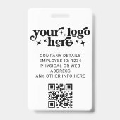 Wit personeelsfoto ID met QR-code bedrijfslogo Badge (Achterkant)