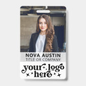Wit personeelsfoto ID met QR-code bedrijfslogo Badge (Voorzijde)