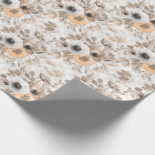 Wit, perzik bloemen, elegant cadeaupapier (Hoek)