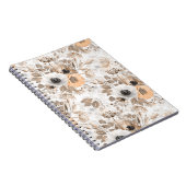 Wit, perzik bloemen, elegant notitieboek (Rechterzijde)