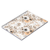 Wit, perzik bloemen, elegant notitieboek (Linkerzijde)