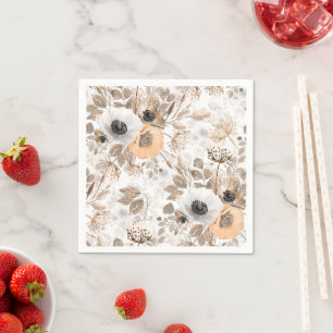 Wit, perzik bloemen, elegant servet