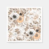 Wit, perzik bloemen, elegant servet (Voorkant)