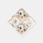 Wit, perzik bloemen, elegant servet (Hoek)