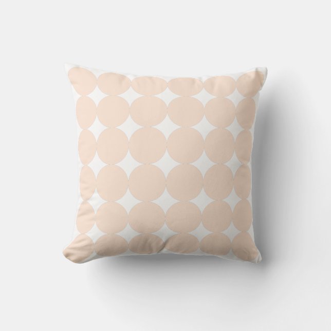 Wit & Perzik Pastel Cirkelpatroon Kussen (Voorkant)