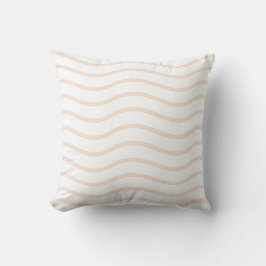 Wit & Perzik Pastel Golvende Lijnen Design Kussen