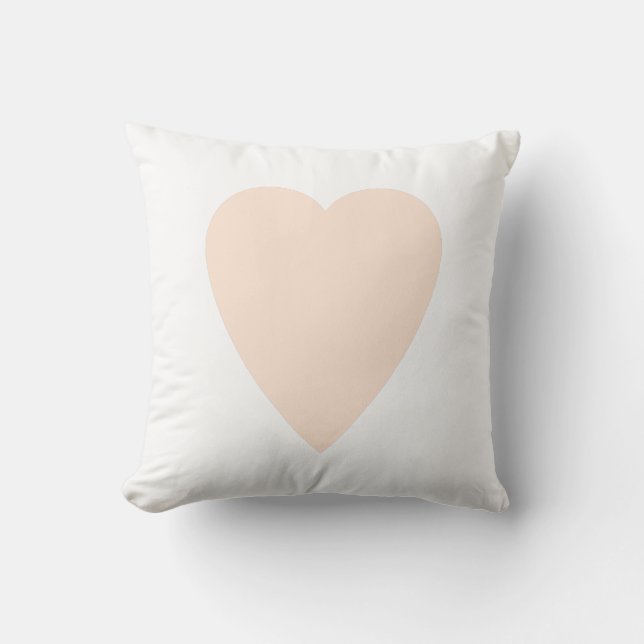 Wit & Perzik Pastel Hartvorm Design Kussen (Voorkant)