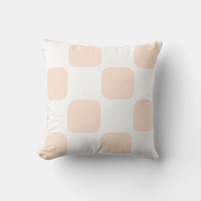 Wit & Perzik Pastel Squircle Patroon Design Kussen (Voorkant)