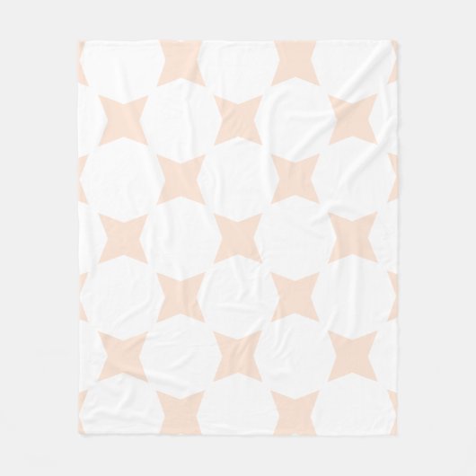 Wit & Perzik Pastel Ster Patroon Design Fleece Deken (Voorkant)