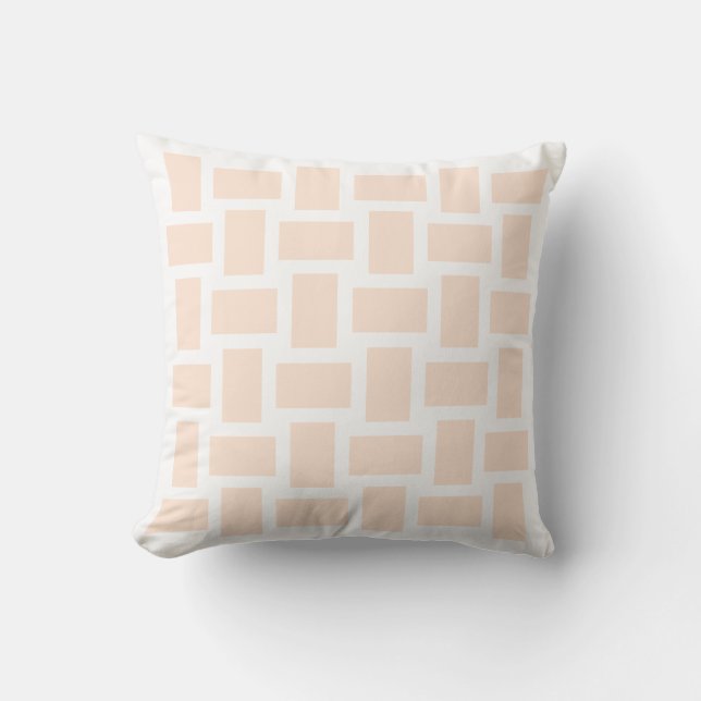 Wit & Perzik Pastel Weefsel Design Kussen (Voorkant)