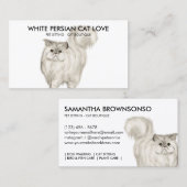 Wit Perzisch Kat Illustratie Waterverf Visitekaartje (Voorkant / Achterkant)