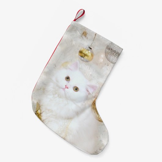 Wit perzisch kat Kerstmis Kleine Kerstsok (Voorkant (Hangend))