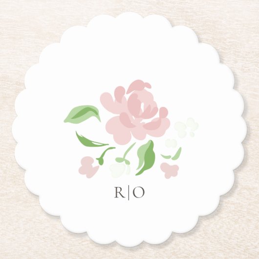 Wit | Petit Blush Bloemen Onderzetter van Papier (Voorkant)