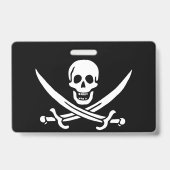 Wit, Piraat Vlag Calico Jack, Schedel & Cutlass Badge (Achterkant)