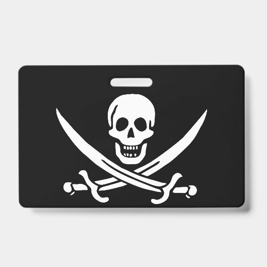Wit, Piraat Vlag Calico Jack, Schedel & Cutlass Badge (Voorzijde)