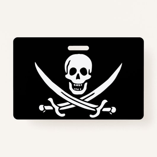 Wit, Piraat Vlag Calico Jack, Schedel & Cutlass Badge (Voorkant)
