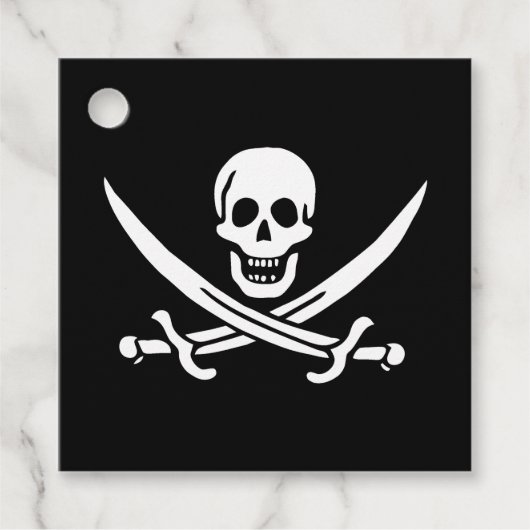 Wit, Piraat Vlag Calico Jack, Schedel & Cutlass Bedankjes Labels (Voorkant)